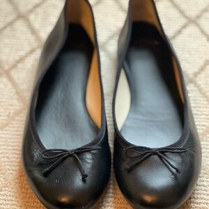 J. Crew Black Leather Bow Flats